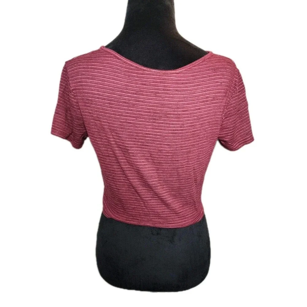 Caution To The Wind Women's Sz M Striped Crop top Knotted Front Y2K Summer Trend